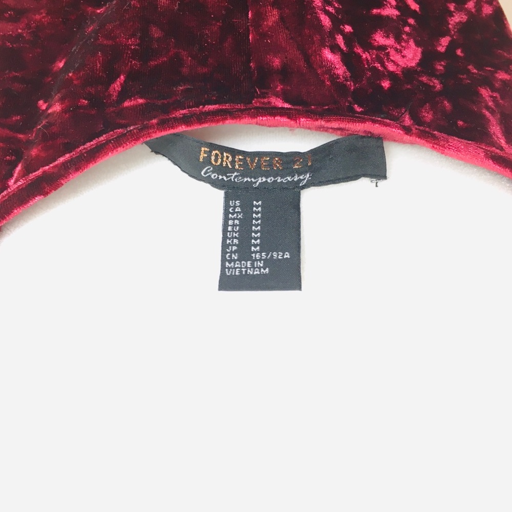🛒F 21 Crushed Velvet Candy Apple Red Strappy Dres - Picture 3 of 3